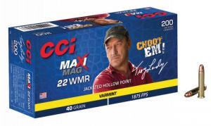 CCI 958 Maxi-Mag 22 WMR 40 gr 1875 fps Jacketed Hollow Point (JHP) 200 Bx/10 Cs - 204 CCI 958 Maxi-Mag 22 WMR 40 gr 1875 fps Jacketed Hollow Point (JHP) 200 Bx/10 Cs - 204