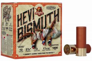 HEVI-Shot HS14713 HEVI-Bismuth Upland 12 Gauge 2.75" 1 1/4 oz 1400 fps Bismuth 3 Shot 25 Bx/10 Cs - 390 HEVI-Shot HS14713 HEVI-Bismuth Upland 12 Gauge 2.75" 1 1/4 oz 1400 fps Bismuth 3 Shot 25 Bx/10 Cs - 390