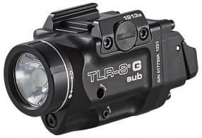 Streamlight 69438 TLR-8 Sub w/Laser Green Laser 500 Lumens 640-660nM Wavelength Black 141 Meters Beam Distance, Fits 1913 Short - 78