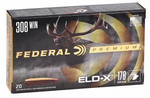 Federal P308ELDX1 ELD-X Premium 308 Cal 178 gr Extremely Low Drag-eXpanding (ELD-X) 20 Per Box/ 10 Cs - 10