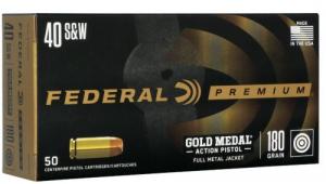 Federal Gold Medal Centerfire Pistol 40 S&W 180 gr Full Metal Jacket 50 Per Box - 10 Federal Gold Medal Centerfire Pistol 40 S&W 180 gr Full Metal Jacket 50 Per Box - 10