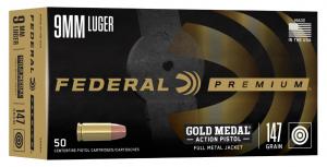 Federal GM9AP1 Gold Medal 9mm Gold Medal 147 gr 50 Bx/10 Cs - 10 Federal GM9AP1 Gold Medal 9mm Gold Medal 147 gr 50 Bx/10 Cs - 10