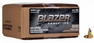 CCI 5200BK500 Blazer Brass 9mm 115 gr Full Metal Jacket (FMJ) 500 Per Box/ 1 Cs - 204