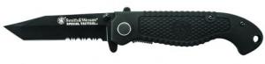 Smith & Wesson Knives Special Tactical 3.50" Folding Part Serrated Stainless Steel Blade 4.60" Black - CKTACBSCP