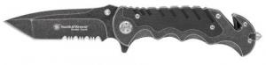 Smith & Wesson Knives Border Guard 3.50" Folding Part Serrated Stainless Steel Blade 4.80" Aluminum/G10 Handle Inclu - SWBG10SCP