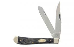 Old Timer Heritage Series Trapper 940T 3" Clip/Spey D2 Steel Blade 3.70" Black/Tan Wood Laminate Handle