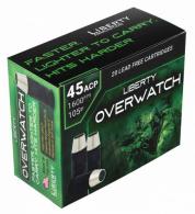 Liberty Overwatch Handgun Ammunition .45 Auto 105gr HP 1600 FPS 20/ct - LA-OW45-105-1600 Liberty Overwatch Handgun Ammunition .45 Auto 105gr HP 1600 FPS 20/ct - LA-OW45-105-1600
