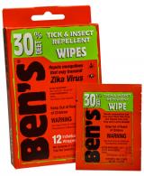 Ben's 00067085 30 Odorless Scent Wipes Repels Ticks & Biting Insects 12 - 742