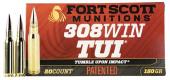 Fort Scott Munitions 308 150gr SCV2 Tumble Upon Impact (TUI) Rifle 308 Win 150 gr Solid Copper Spun 20 Per Box/ 10 Case - 1111