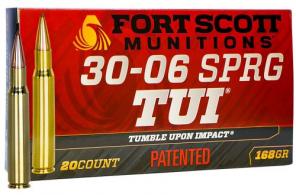 Fort Scott Munitions 30-06 168gSCV Tumble Upon Impact (TUI) Rifle 30-06 Springfield 168 gr Solid Copper Spun - 1111 Fort Scott Munitions 30-06 168gSCV Tumble Upon Impact (TUI) Rifle 30-06 Springfield 168 gr Solid Copper Spun - 1111