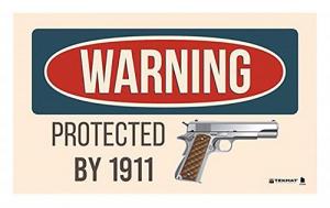 TekMat TEK42WARNING1911 Warning Protected By 1911 Door/Work Mat