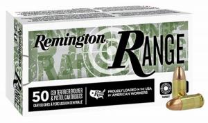 Remington Range 9mm Ammunition 124gr. Full Metal Jacket (FMJ) 50rd Box - R27780 Remington Range 9mm Ammunition 124gr. Full Metal Jacket (FMJ) 50rd Box - R27780
