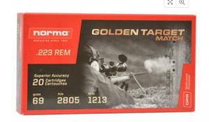 Norma Golden Target 223 Remington Ammo 69 Grain Jacketed Hollow Point - 52 Norma Golden Target 223 Remington Ammo 69 Grain Jacketed Hollow Point - 52