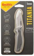 Smiths Products Titania I 2.20" Folding Drop Point Part Serrated Satin Titanium Coated Stainless Steel Blade/ Stainless St - 51007 Smiths Products Titania I 2.20" Folding Drop Point Part Serrated Satin Titanium Coated Stainless Steel Blade/ Stainless St - 51007