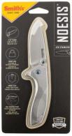 Smiths Products Noesis 2.75" Folding Drop Point Plain Satin 400 SS Blade/Bead Blasted Stainless Steel Handle Includes Pock
