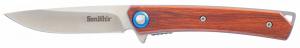 Smiths Products Ecesis 3" Folding Drop Point Plain Satin Stainless Steel Blade/Natural Wood/Black Stainless Steel - 51304