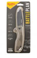 Smiths Products BattlePlan 3.35" Folding Drop Point Plain Black Stonewashed 400 SS Blade/ Desert Tan G10 Handle Includes P
