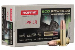 Norma Ammunition (RUAG) 2423774 Fragmentation Hollow Point Ecopower .22LR 24 gr/Hollow Point (HP) 50 Per Box/ 100 Cs - 52