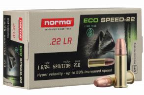 Norma Ammunition (RUAG) 2423773 Dedicated Precision Ecospeed .22LR 24 gr/Copper Plated, Zinc Core 50 Per Box/ 100 Cs - 52