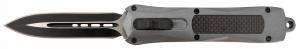 Steel River Knives Spartan 3.50" OTF Dagger Plain Black/Silver 440C SS Blade/ Gray w/Carbon Fiber Inlay Aluminum Zinc All - A163BD