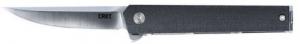 CRKT CEO Compact 2.61" Folding Plain Satin 4116 SS Blade/Black GRN Handle Includes Pocket Clip - 7095KX