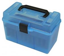 MTM Case-Gard H50RMAG24 Deluxe Ammo Box for 7mm Rem/Mag 300 Win Mag Clear Blue Polypropylene 50rd
