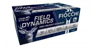 Fiocchi Field Dynamics Hunting 12 Gauge 2.75" 9 Pellets 00 Buck Shot 10 Per Box/ 25 Cs - 12HV9P