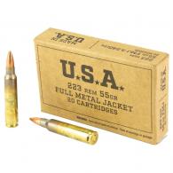 Winchester USA  223 Rem 55 gr Full Metal Jacket  20rd box - SG223KW