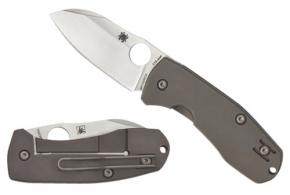 Spyderco C158TIP2 Techno 2 2.52" Folding Sheepsfoot Plain CTS XHP Steel Blade/Matte Stonewashed Titanium Handle Includes Pocket  - 260