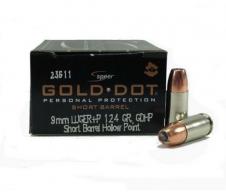 Speer 9MM+p 124 Grain Gold Dot Hollow Point - 23611 Speer 9MM+p 124 Grain Gold Dot Hollow Point - 23611