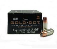 Speer 9MM+p 124 Grain Gold Dot Hollow Point