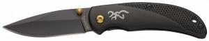 Browning 3220340 Prism 3 EDC Folding 2.38" Plain Black Oxide 7Cr17MoV SS Blade, Black w/Brass Accents & Logo Anodized Aluminum - 173
