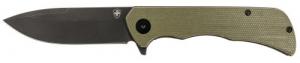 Templar Knife Paladin Linerlock, 3.27" D2 Stainless Steel Blade, 4.40" Green Micarta Handle - PFMGN321