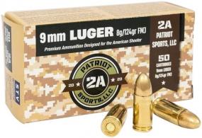 PATRIOT SPORTS 9MM AMMO 124GR FMJ 50RD BOX - P9MM124F