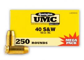 Main product image for Remington Ammunition 23773 UMC 40 S&W 165 gr Full Metal Jacket (FMJ) 250 Bx/ 4 Cs (Mega Pack)