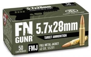 FN Gunr 5.7X28mm Ammo 40 Grain Full Metal Jacket SS201 50 Rounds - 10700032 FN Gunr 5.7X28mm Ammo 40 Grain Full Metal Jacket SS201 50 Rounds - 10700032