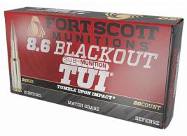 Fort Scott Munition  8.6 Blackout Ammo 285 gr  Subsonic TUI 20rd box - 86BLK285SCV2SS