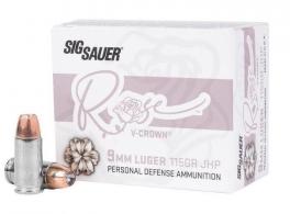 Sig Sauer ROSE Handgun Ammunition 9mm Luger 115gr JHP 1050 fps 20/ct - 51 Sig Sauer ROSE Handgun Ammunition 9mm Luger 115gr JHP 1050 fps 20/ct - 51