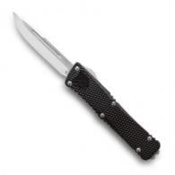 CobraTec Knives Mini Mamba Gen II 2.25" OTF Plain Stonewashed D2 Steel Blade, 3.38" Black Textured Anodized Alumin - 1001