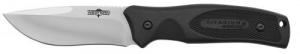 Camillus Western Black River 3.75" Fixed Drop Point Plain Satin 420 Steel Titanium Bonded Blade, Black Rubber Handle - 19232 Camillus Western Black River 3.75" Fixed Drop Point Plain Satin 420 Steel Titanium Bonded Blade, Black Rubber Handle - 19232