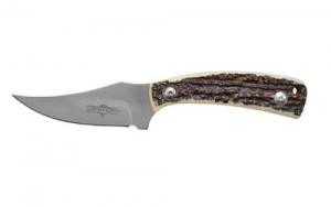 Camillus Western Crosstrail 3.25" Fixed Plain Silver 420 Steel Titanium Bonded Blade, Stag/Antler Delrin Handle - 19161