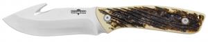 Camillus 19247 Western Crosstrail 4.25" Fixed Gut Hook Plain Silver 420 Steel Titanium Bonded Blade, Stag/Antler Delrin Handle - 220