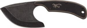 Browning Cutoff 2.50" Fixed Skinner Plain Black Black Oxide Stonewashed 9Cr14MoV SS Blade, Black/Tan G10 Handle