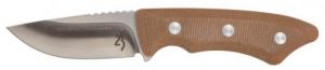 Browning Guide Series Small 3" Fixed Drop Point Plain Brown Satin Sandvik 14C28N SS Blade, Brown Micarta Handle