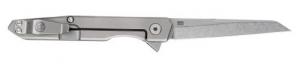 Southern Grind Quill 3" Folding Wharncliffe Plain Stonewashed CPM S90V Blade, 4" Stonewashed Titanium Handle - SG08300011