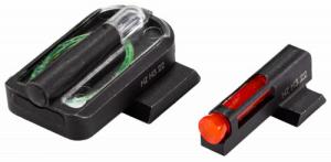 HiViz FastDot H3 Sight Set for Smith & Wesson 2 Dot Red Fiber Optic Front/Green Tritium Rear/Black Frame Compatible w/Smi - MPFD21
