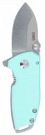 CRKT SQUID Compact 1.75" Folding Drop Point Plain Stonewashed D2 Steel Blade, Blue G10/SS Handle - 395