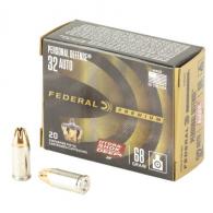 Federal Personal Defense Hydra-Shok Deep Ammunition .32 Auto 68gr JHP 1000 fps 20/ct - P32HSD1 Federal Personal Defense Hydra-Shok Deep Ammunition .32 Auto 68gr JHP 1000 fps 20/ct - P32HSD1