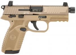 FN 502 Tactical .22 LR 10+1 4.60" Black Steel Threaded Barrel, Flat Dark Earth Optic Ready/Serrated Slide & Polymer Fram - 66101682