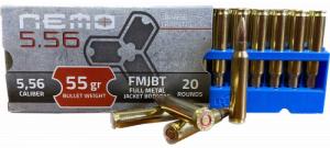 Main product image for Nemo Arms 5.56mm 55 gr Full Metal Jacket Boat Tail 20 Per Box/ 50 Case